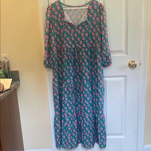 Floral Green and Pink Dress